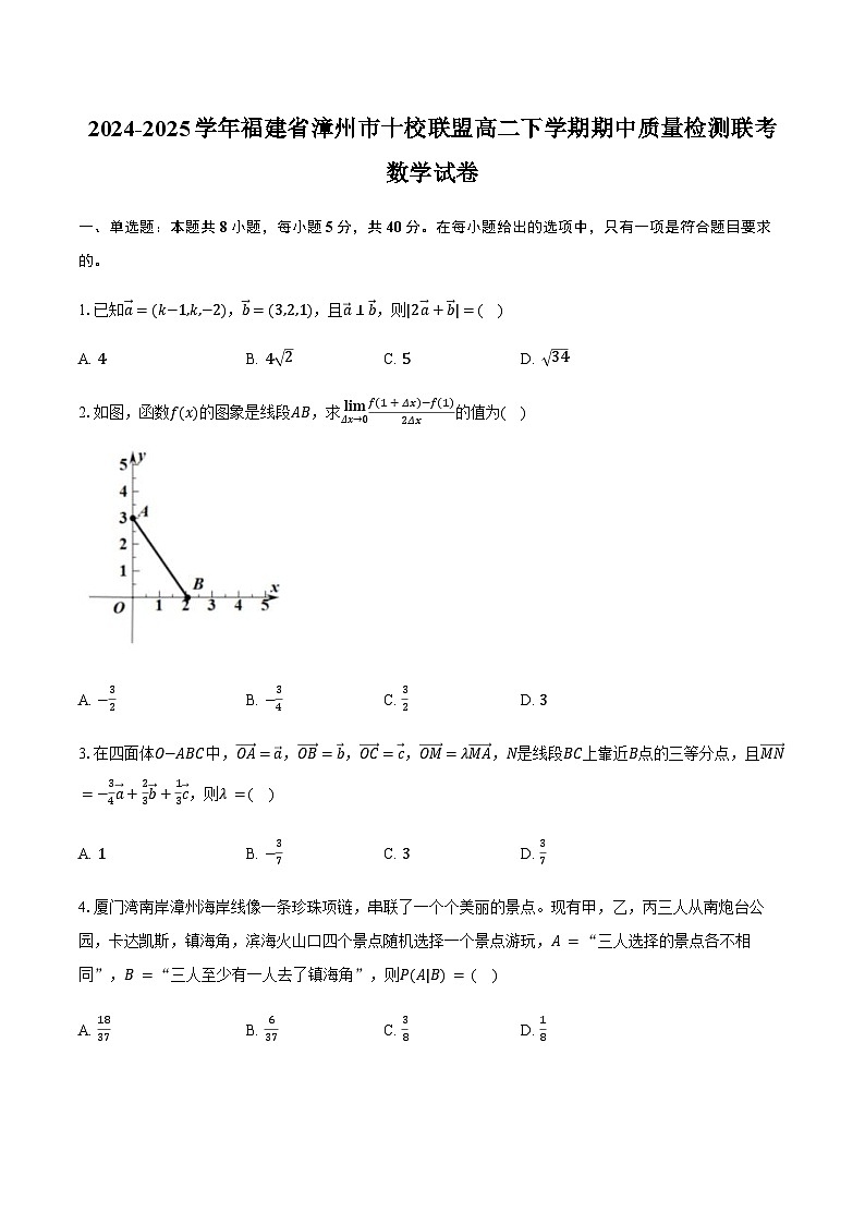 福建省漳州市十校联盟2024-2025学年高二下学期期中质量检测联考数学试卷（含答案）第1页