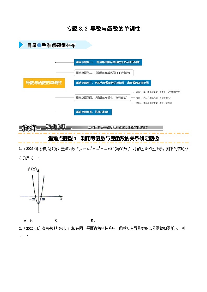 2026年高考数学第一轮复习(全国通用)专题3.2导数与函数单调性(五类重难点题型精练)(学生版+解析)第1页