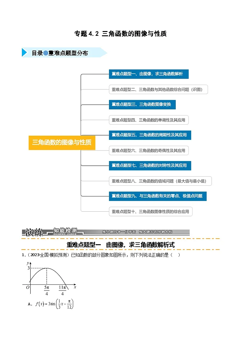 2026年高考数学第一轮复习(全国通用)专题4.2三角函数的图像与性质(十类重难点题型精练)(学生版+解析)第1页
