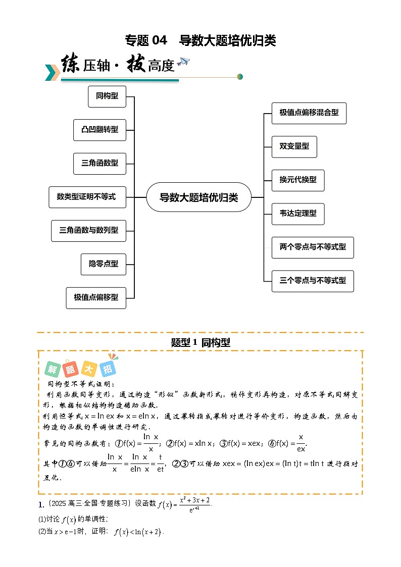 专题04 导数大题培优归类（13题型）（原卷版）-A4第1页