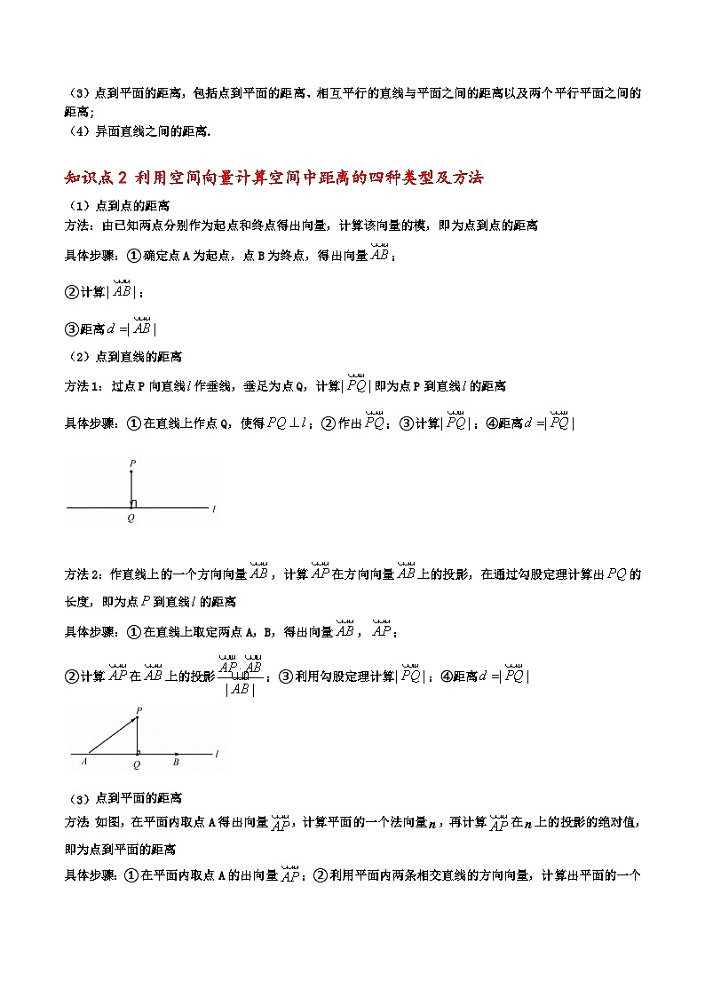 （人教A版）选择性必修一高二数学上册期末培优练习拓展一：利用空间向量计算空间中距离的四种类型（原卷版） 第2页