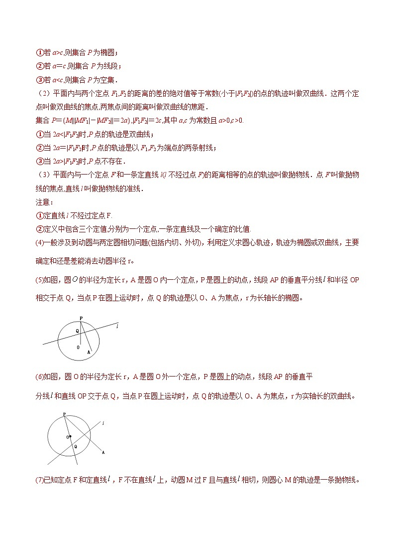 （人教A版）选择性必修一高二数学上册期末培优练习拓展二 圆锥曲线的轨迹问题（原卷版） 第2页