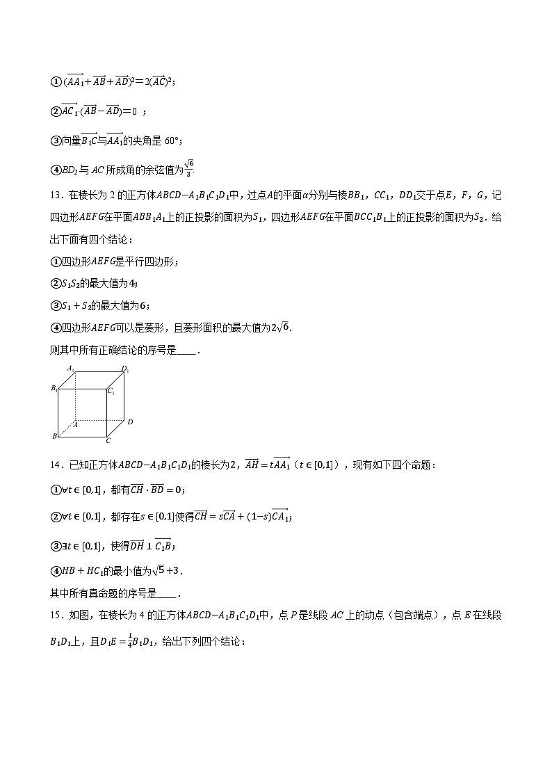 （人教A版）选择性必修一数学高二上学期期中考试填空题压轴题专练（原卷版）第3页