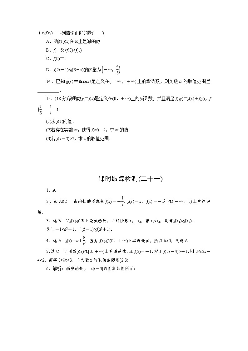 2025-2026学年高一数学（人教A版）必修一课时跟踪检测（21）函数的单调性（Word版附解析）第3页