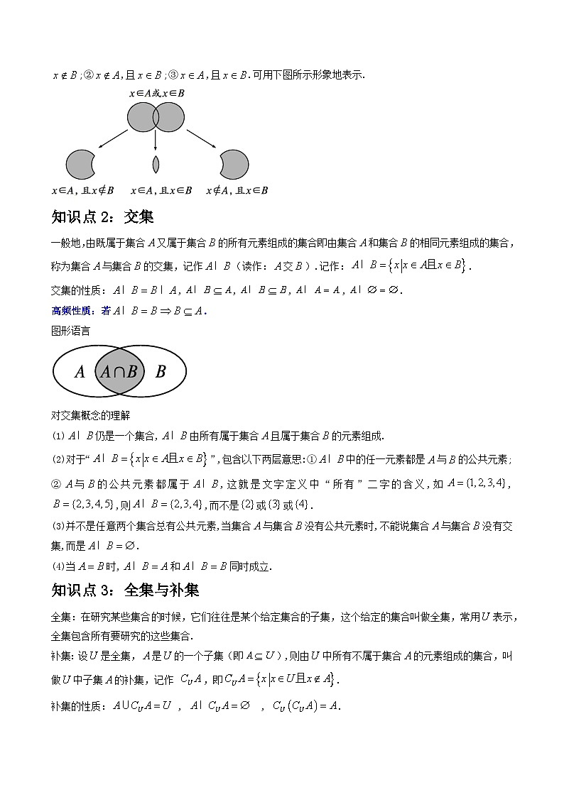 （人教A版）必修一数学高一上册同步讲与练1.3集合的基本运算（原卷版）第3页