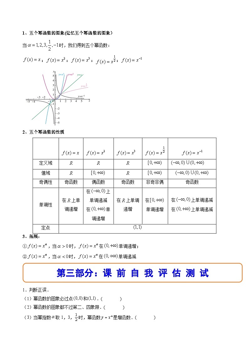 （人教A版）必修一数学高一上册同步讲与练3.3幂函数（原卷版）第2页
