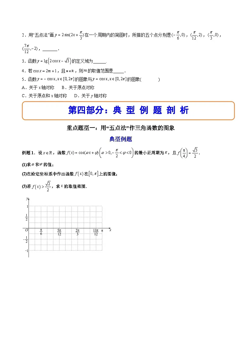 （人教A版）必修一数学高一上册同步讲与练5.4.1正弦函数、余弦函数的图象（原卷版）第3页