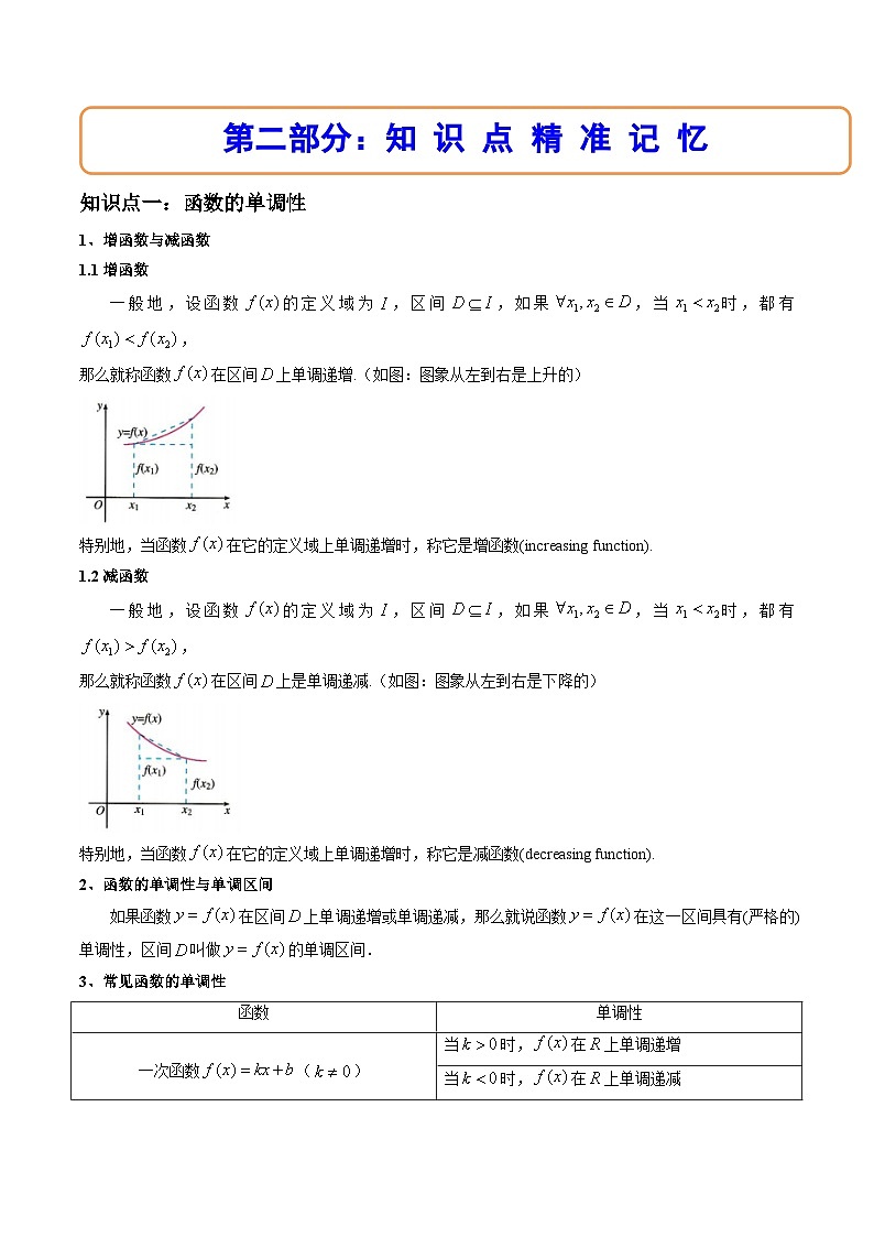 （人教A版）必修一数学高一上册同步讲与练3.2.1单调性与最大（小）值（原卷版）第2页