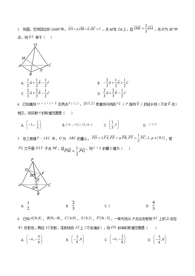 2025-2026学年高二数学上学期第一次月考（江苏专用)(人教A版）第2页
