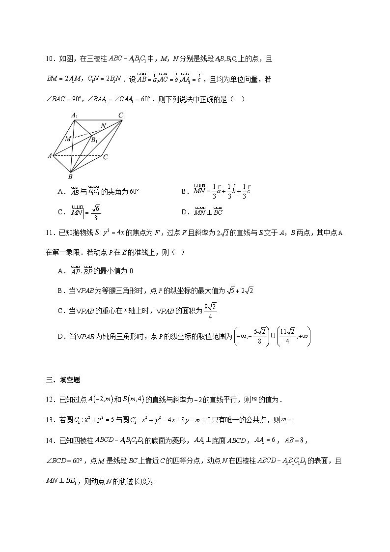 2024—2025学年度广东省中山市高二上学期（12月）月考数学试题（含答案）第3页