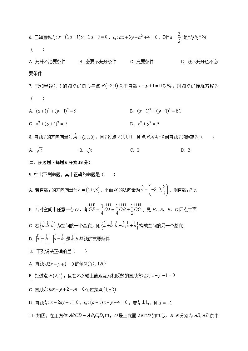 2024—2025学年度河北省唐山市高二上学期10月月考数学试题第2页