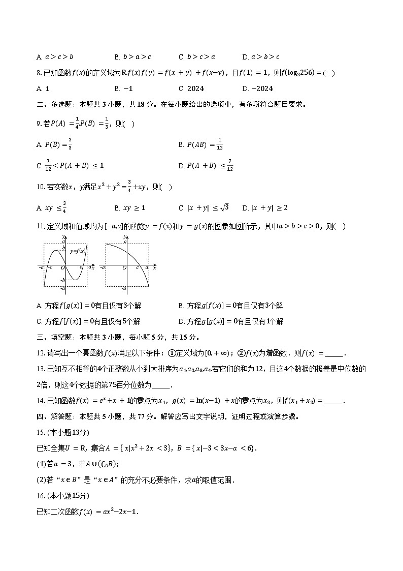 2024-2025学年江西省宜丰中学等多校高一上学期期末考试数学试卷（含答案）第2页