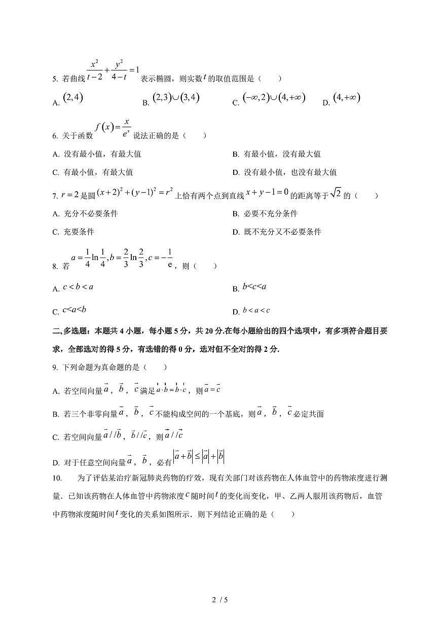 2024~2025学年湖南省长沙市长沙县高二上学期期末数学试卷1第2页