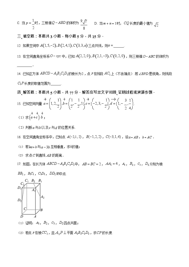 吉林省四平市实验中学2025-2026学年高二上学期9月月考数学试卷第3页