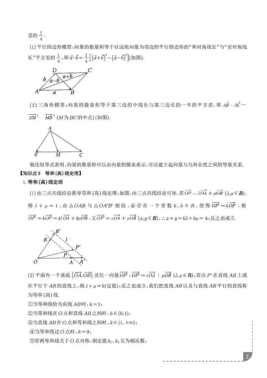 极化恒等式与等和（高）线定理【四大题型】（解析版）第2页