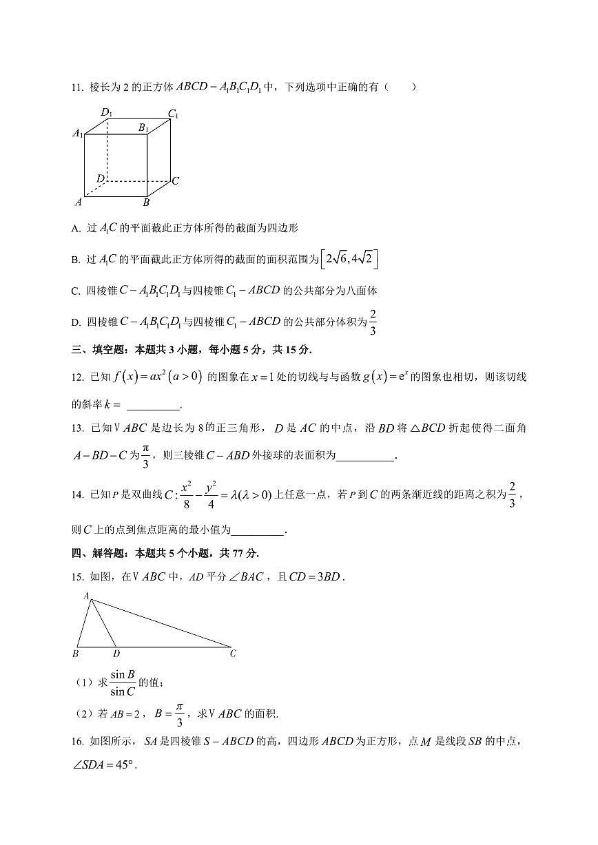 2025~2026学年湖南省永州市宁远县第三中学高三上册开学考试数学试卷【含解析】第3页