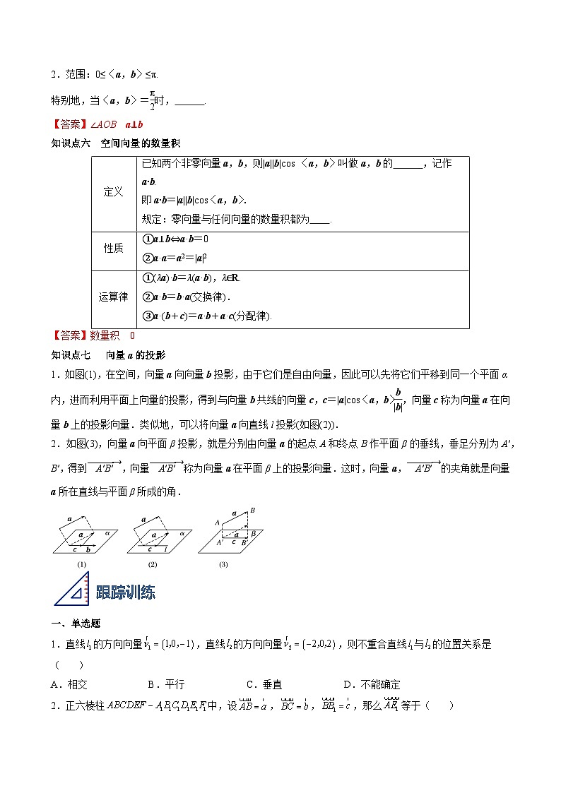 （人教A版）选择性必修一高二数学上册同步学案1.1 空间向量及其运算（原卷版）第3页