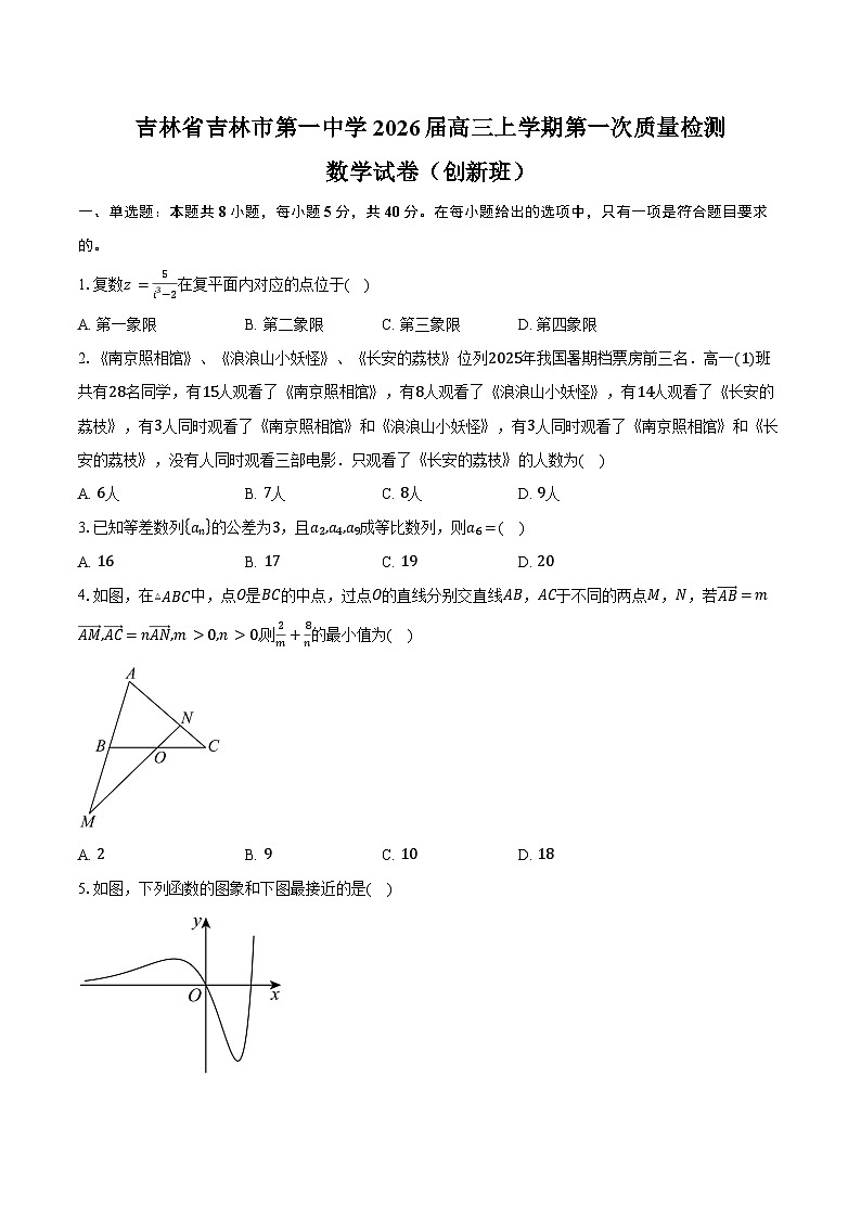 吉林省吉林市第一中学2026届高三上学期第一次质量检测数学试卷（创新班）（含答案）第1页