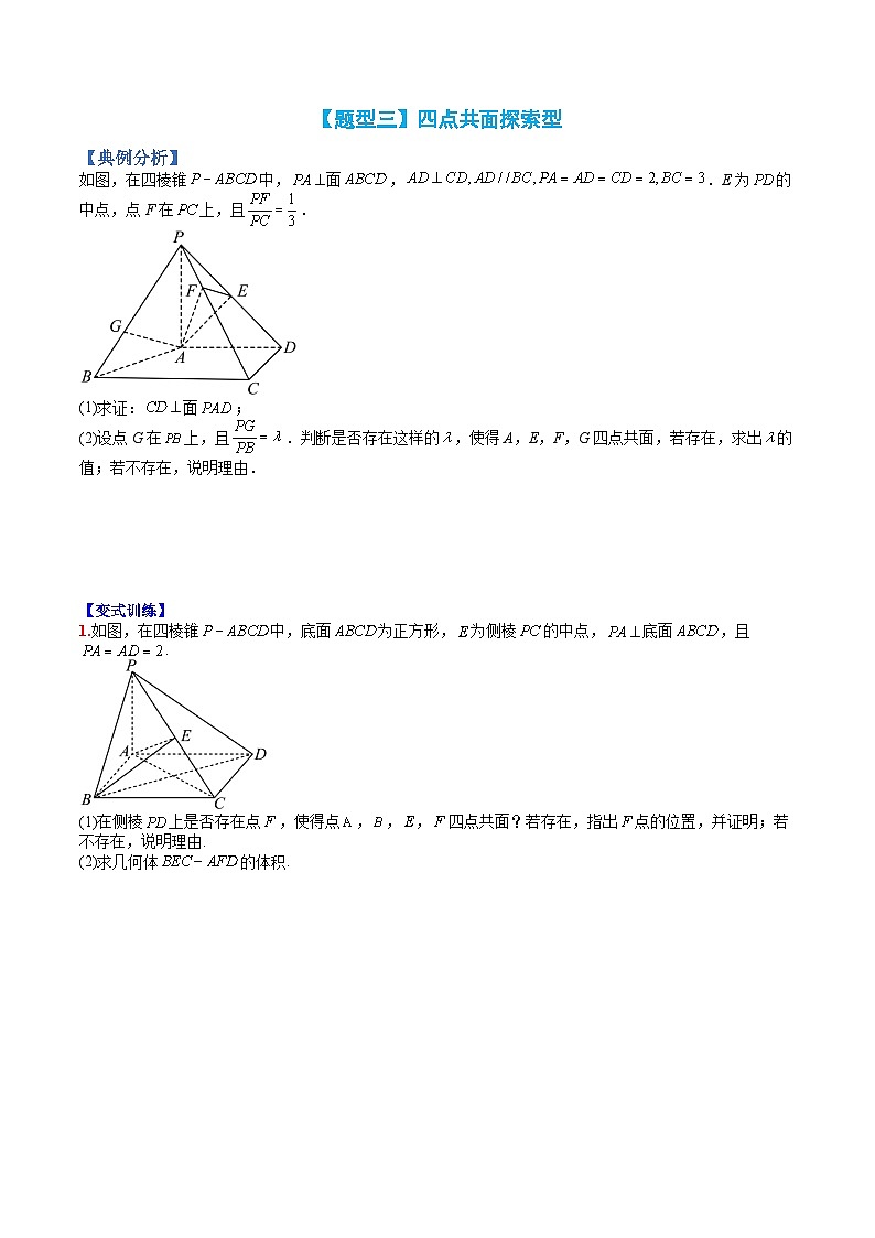 （人教A版）高一数学下册期末考点归纳复习训练专题09 立体几何共面共线归类（原卷版）第3页
