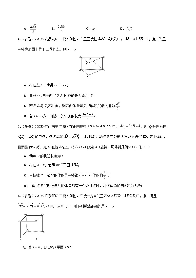 专题08 立体几何-【好题汇编】2025年高考数学二模试题分类汇编（新高考通用）（原卷版）第2页