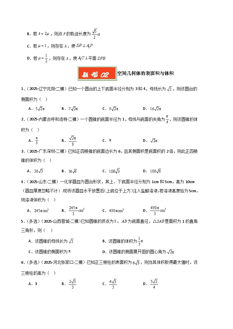 专题08 立体几何-【好题汇编】2025年高考数学二模试题分类汇编（新高考通用）（原卷版）第3页