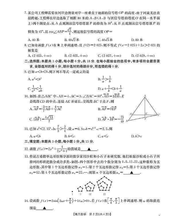 湖北省部分学校2026届高三上学期10月联考数学试卷（PDF版附解析）第2页