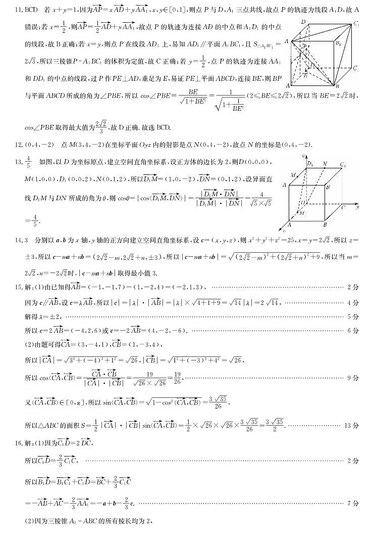 数学答案-河南洛阳强基联盟高二10月考第2页