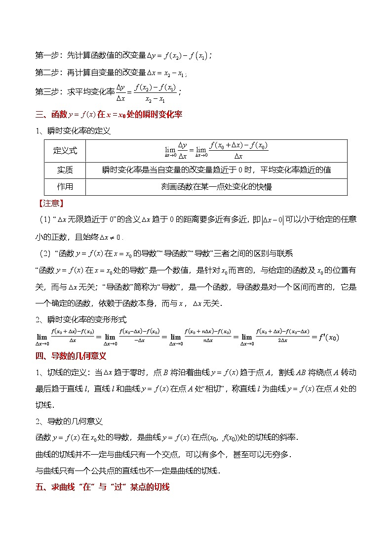 （人教A版）选择性必修二高二数学上册同步精讲精练5.1 导数的概念及其意义（解析版）第2页