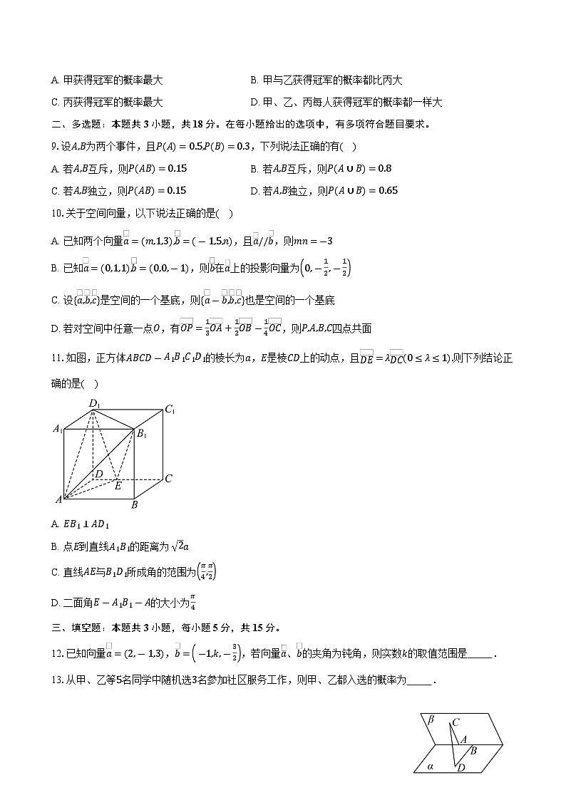 2025-2026学年山东省淄博市临淄中学高二上学期10月月考数学试卷（五四制）（含答案）第2页