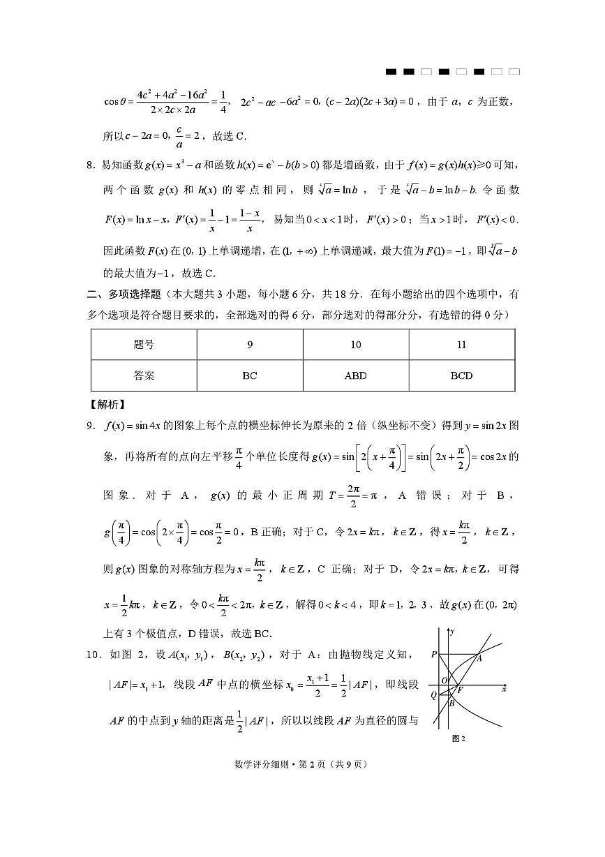 2026届云南三校高考备考实用性联考卷（三）数学-答案第2页