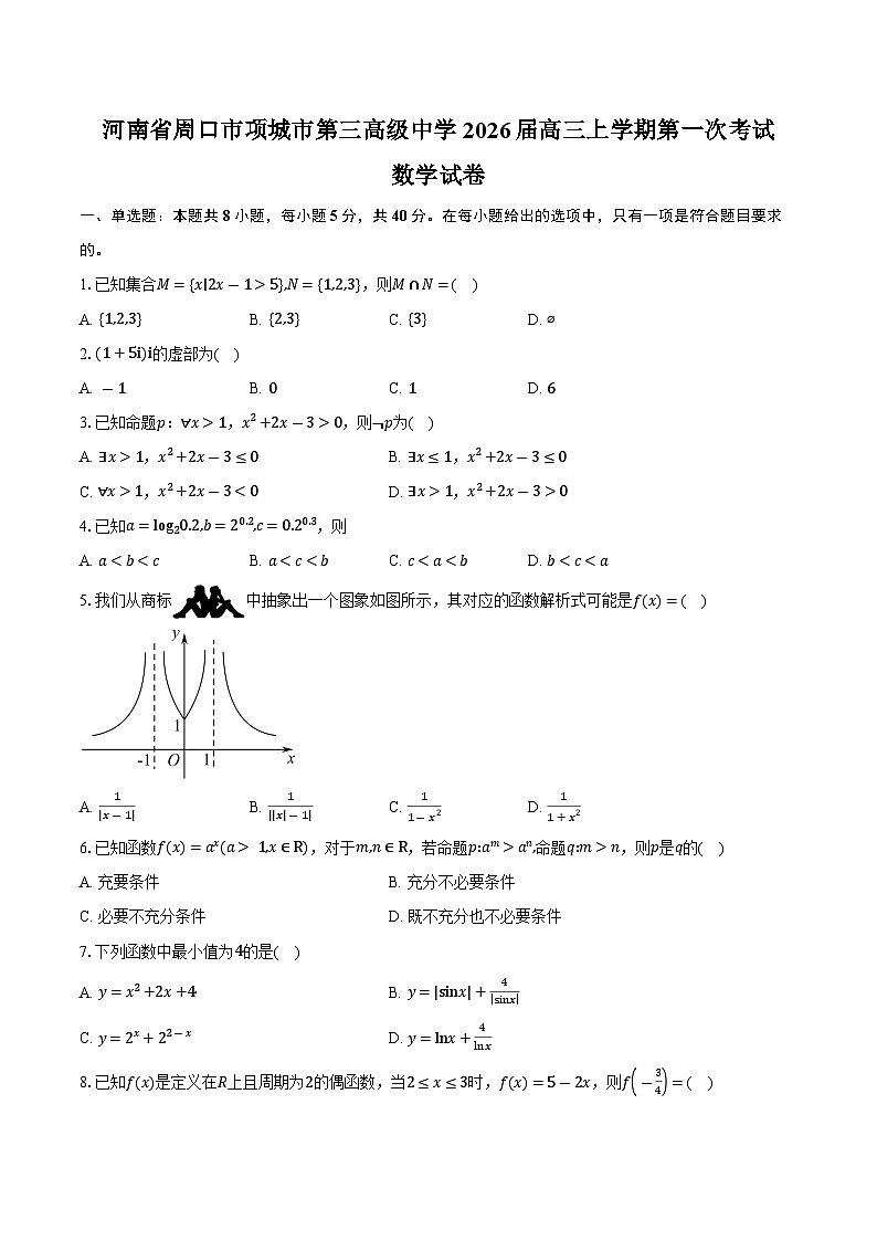 河南省周口市项城市第三高级中学2026届高三上学期第一次考试数学试卷（含答案）第1页