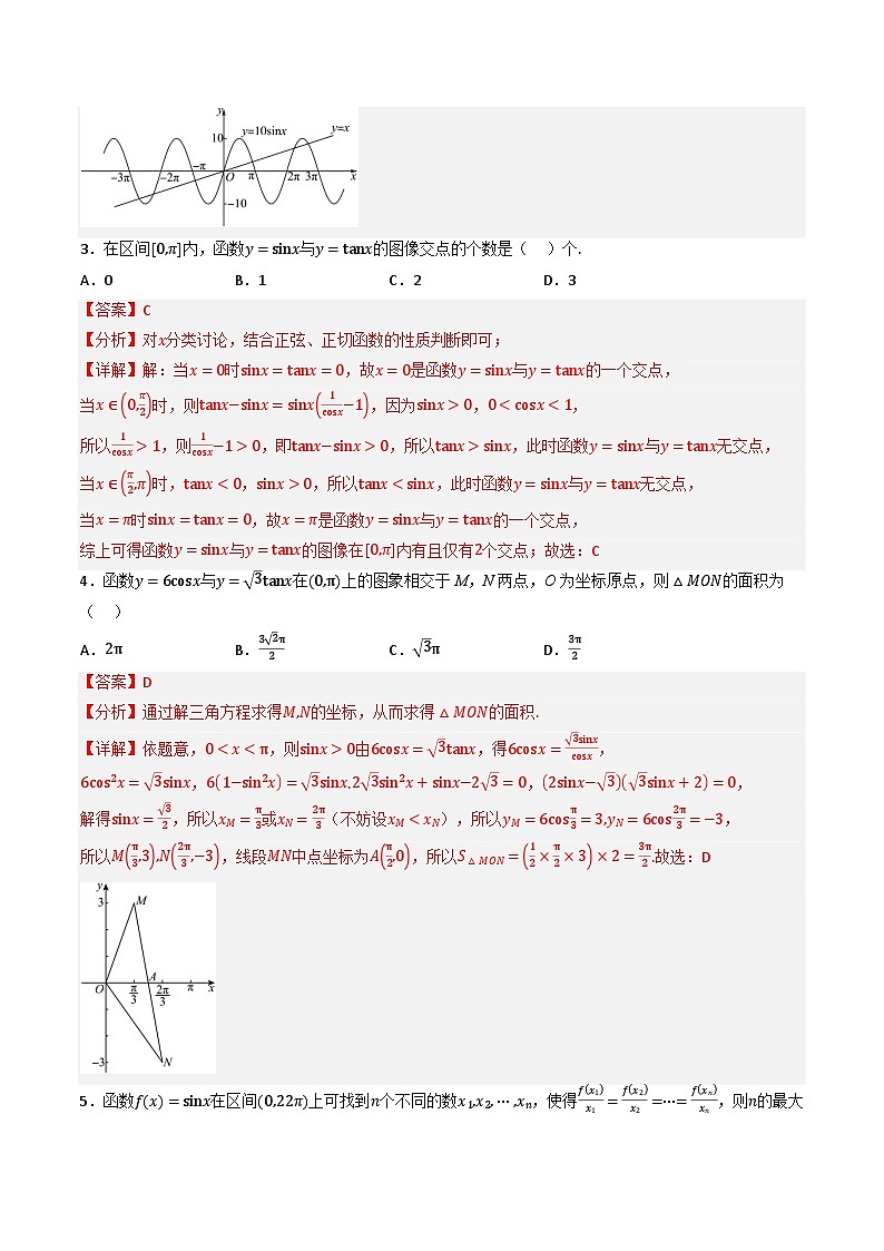 （人教A版）必修第一册高一数学上学期同步考点分类训练专题5.4 三角函数的图象与性质（6类必考点）（解析版）第2页