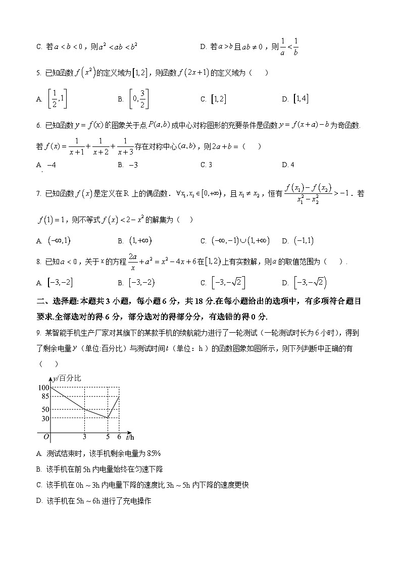 湖北省武汉市部分学校2024-2025学年高一上学期期中调研考试数学试卷（原卷版）第2页