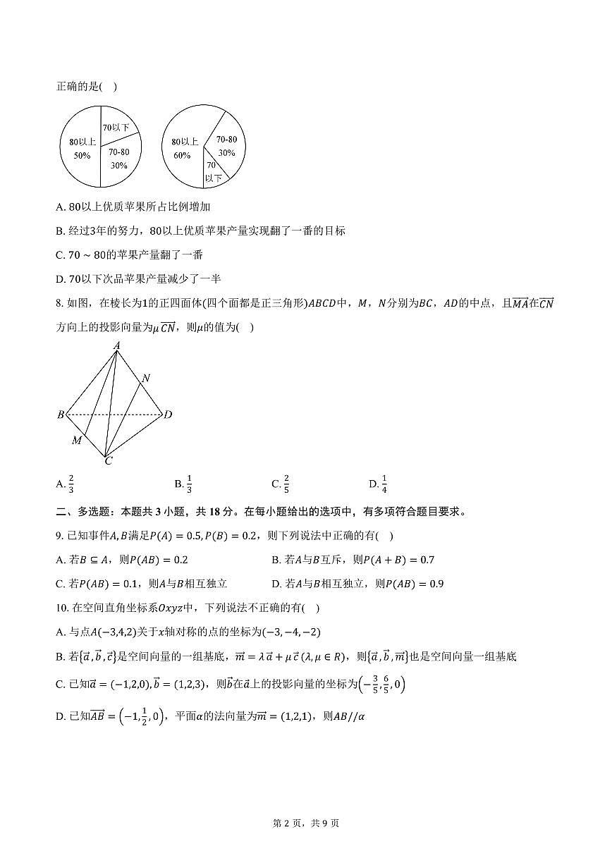 2025-2026学年广东省江门市培英高级中学高二上学期10月阶段考试数学试卷（含答案）第2页