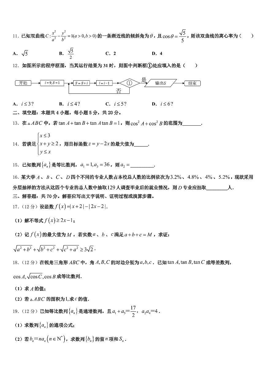 2024-2025学年西藏日喀则地区定日县高三下学期联考数学试题含解析第3页