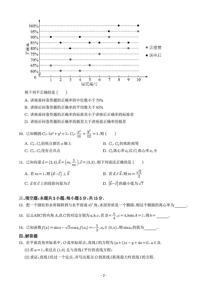江苏南京江宁高级中学2025~2026学年高二上册9月调研考试数学试卷（含解析）第2页