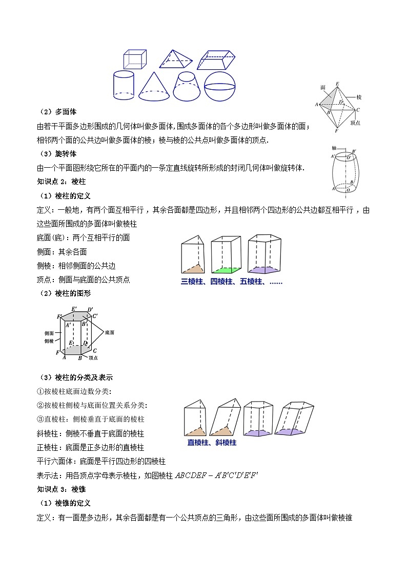 （人教A版）必修第二册高一数学下学期同步精讲精练8.1基本立体图形（第1课时）(精讲）（解析版）第2页