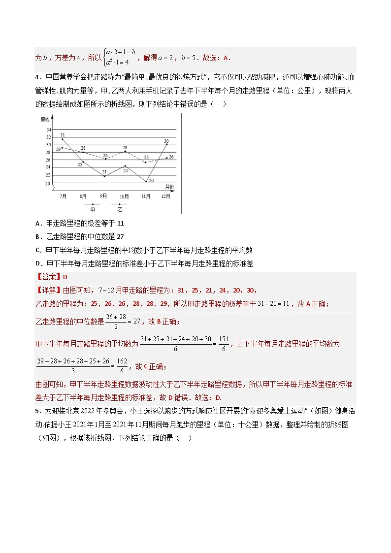 （人教A版）必修第二册高一数学下学期同步精讲精练9.2.4 总体离散程度的估计（精练）（解析版）第2页
