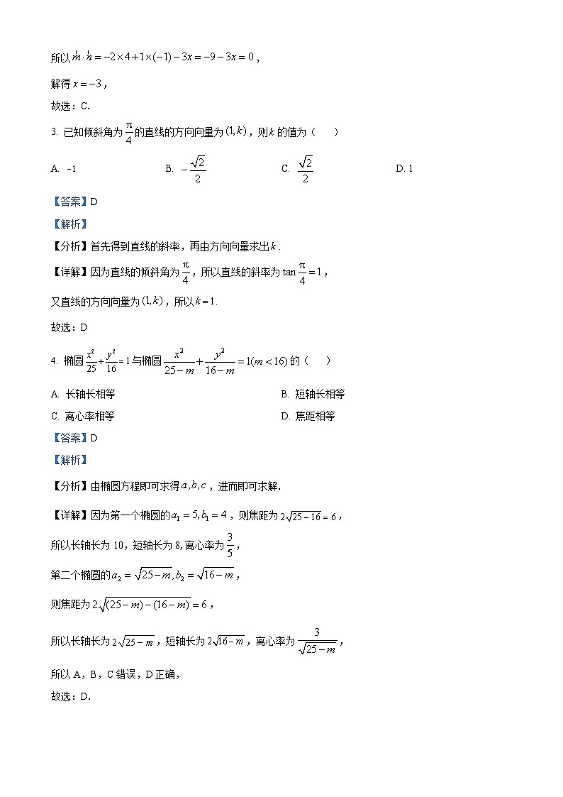 精品解析：广东省广州市六区2023-2024学年高二上学期期末教学质量监测数学试题（解析版）第2页