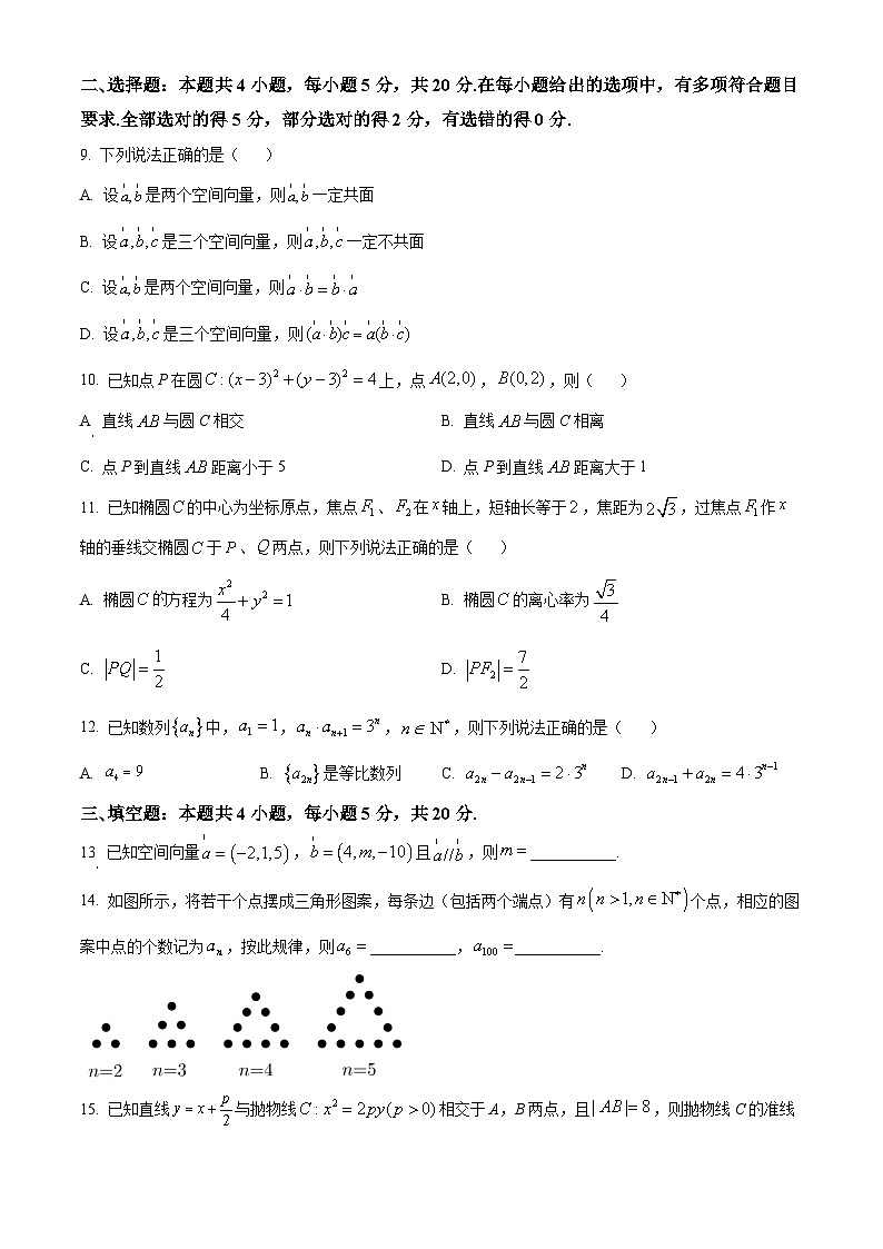 精品解析：广东省广州市白云区2021-2022学年高二上学期期末数学试题（原卷版）第2页