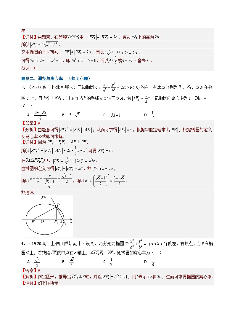 专题07 椭圆性质及应用 （期中专项训练）（解析版）高二数学上学期人教版A 第2页