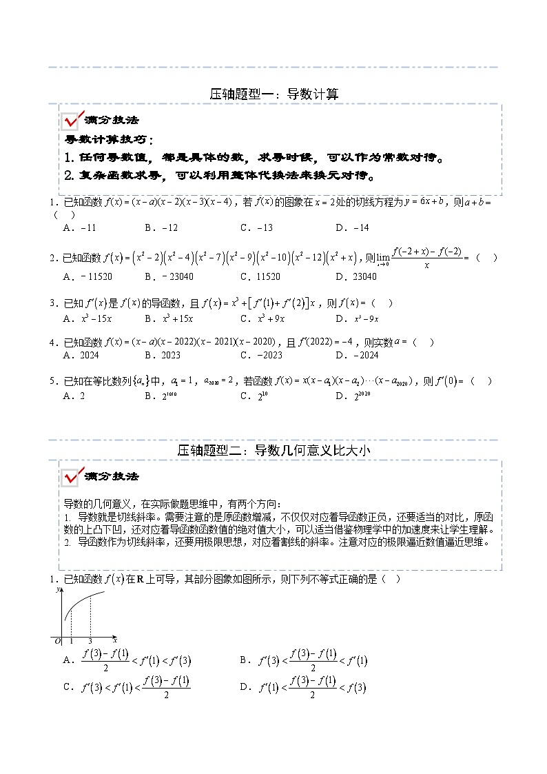 2026年高考数学压轴专项训练压轴题05导数应用基础核心技巧（原卷版）第3页