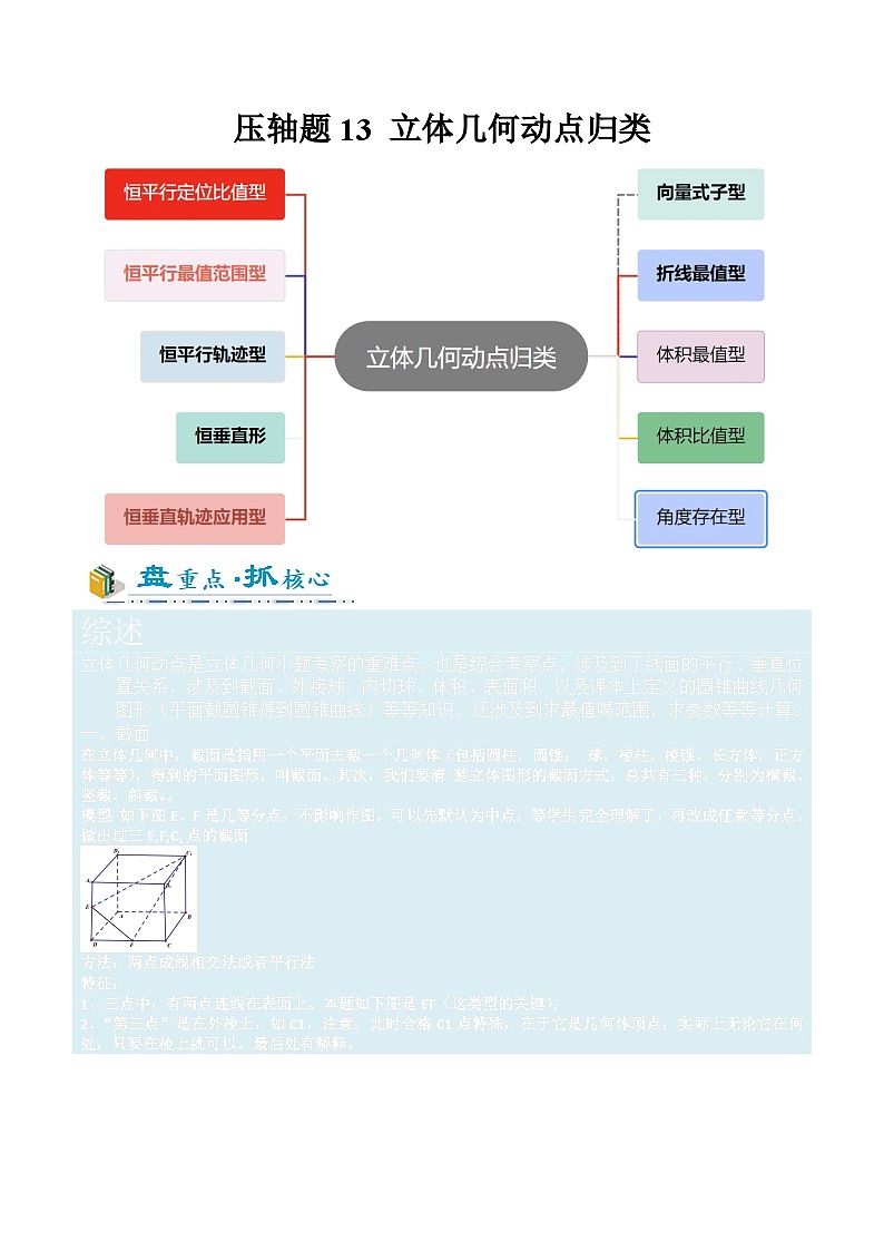 2026年高考数学压轴专项训练压轴题14立体几何动点归类（解析版）第1页