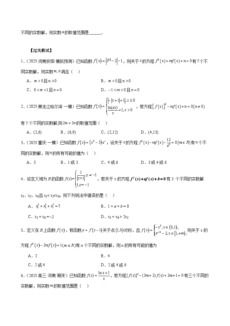 2026年新高考数学函数与导数小题突破训练专题05函数的嵌套问题（学生版）第3页