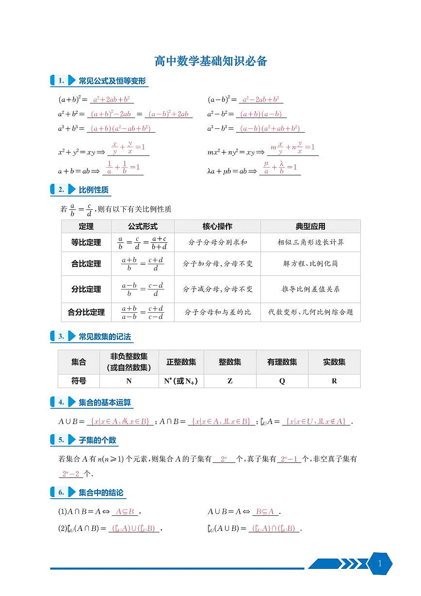 高考数学基础知识必备讲义--高考数学一轮第3页