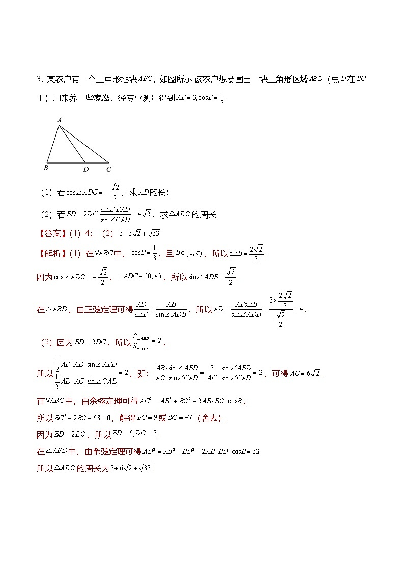 （人教A版）必修二高一数学下学期期末复习训练专题训练：解三角形大题综合（解析版）第2页