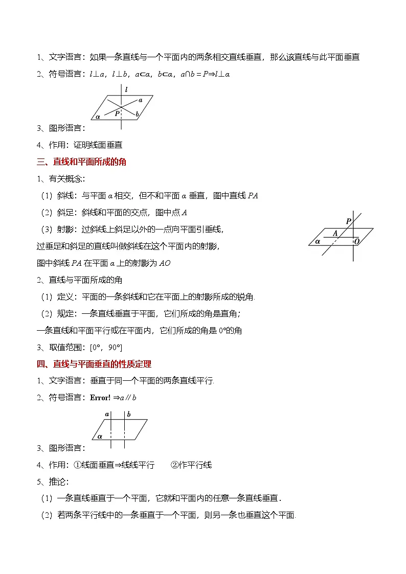 （人教A版）必修二高一数学下学期同步考点讲与练8.6.2 直线与平面垂直（原卷版）第2页