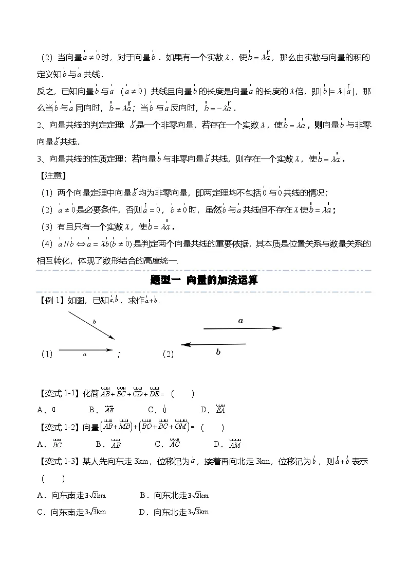 （人教A版）必修二高一数学下学期同步考点讲与练6.2.1-3 向量的运算（原卷版）第3页