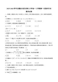 2025-2026学年安徽省合肥市第七中学高一上学期第一次限时作业（10月月考）数学试卷（含答案）