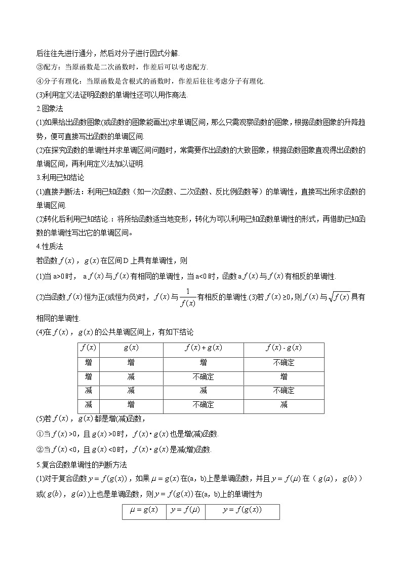 （人教A版）必修一高一数学上学期期末考点训练常考题型13 函数单调性的判断、证明与应用（原卷版）第2页